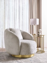 Lipsy Silver Grey Soft Chenille Laurel Accent Chair - Image 1 of 7