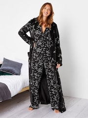 Long Tall Sally Black Foil Star Shawl Collar Robe - Image 3 of 5