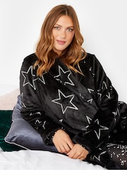 Long Tall Sally Black Foil Star Shawl Collar Robe - Image 5 of 5