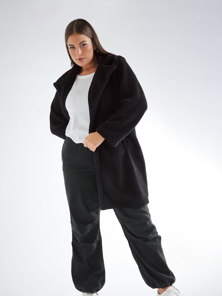 Yours Curve Black Faux Fur Coat - Image 1 of 3