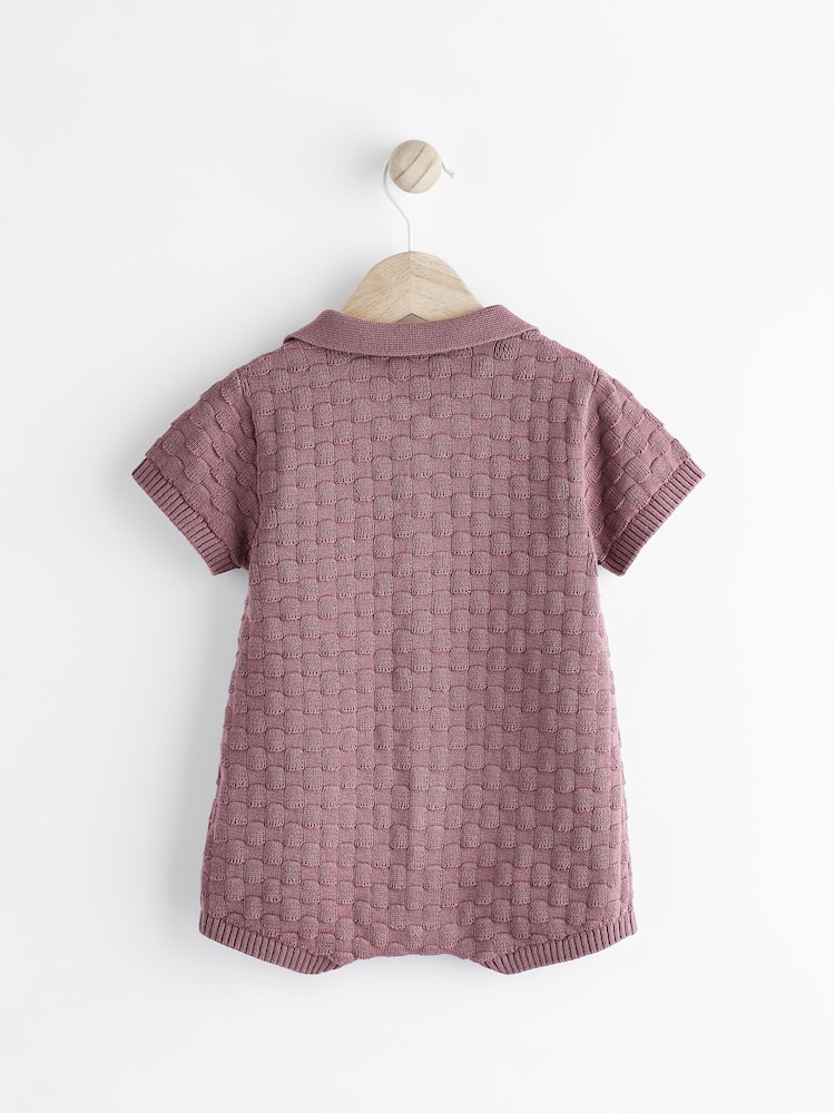 Mauve Purple Baby Knitted Romper (0mths-2yrs) - Image 2 of 6 Mauve Purple Baby Knitted Romper (0mths-2yrs) - Image 2 of 6