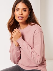 Lipsy Pink Pearls Round Neck Sweatshirt - Image 4 of 4