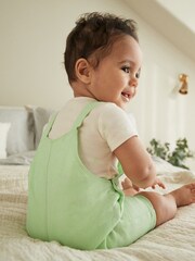 Neongrün - Set mit gewebter Latzhose und Body (0 Monate bis 2 Jahre) - Bild 3 von 13