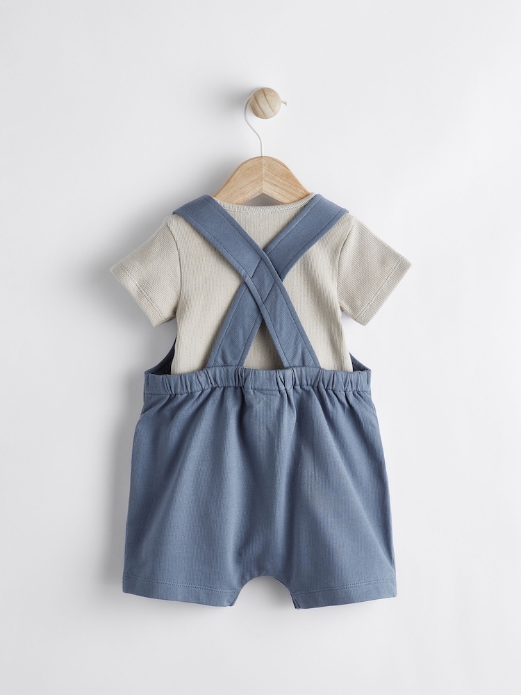 Blue Varsity Baby Jersey 100% Cotton Dungarees and Bodysuit Set (0mths-2yrs) - Image 2 of 7