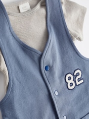 Blue Varsity Baby Jersey 100% Cotton Dungarees and Bodysuit Set (0mths-2yrs) - Image 5 of 7