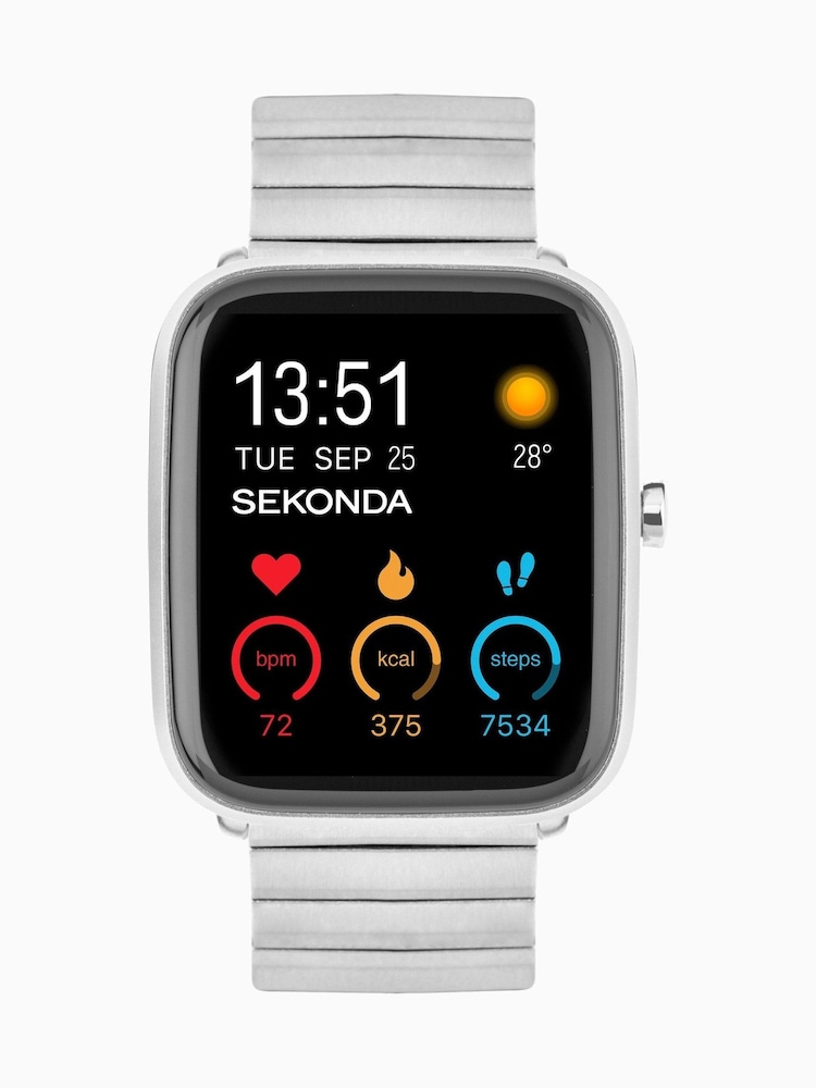 Sekonda Unisex Silver Tone Motion Plus Smart Watch With Case And Stainless Steel Bracelet With LCD Dial - Image 2 of 6