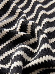 Black/White Mono Stripe Crochet Boxy T-Shirt Dress - Image 6 of 6