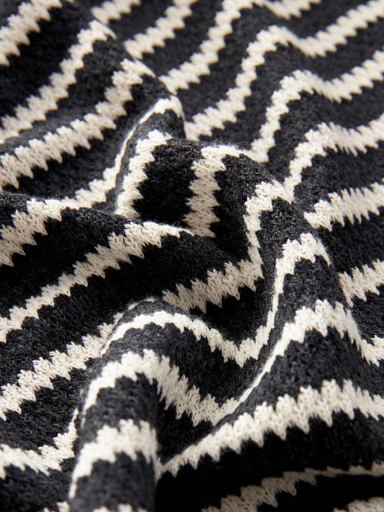 Black/White Mono Stripe Crochet Boxy T-Shirt Dress - Image 6 of 6
