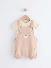 Neutral Bear Woven Dungarees And Bodysuit Set (0mths-2yrs) - Image 1 of 7