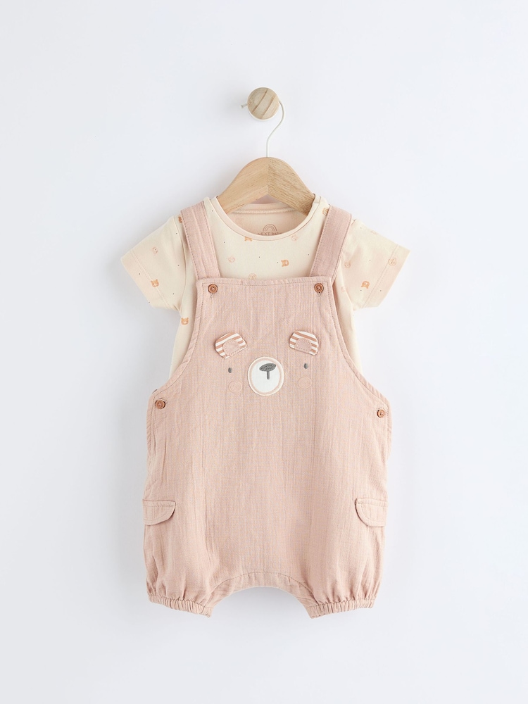 Neutral Bear Woven Dungarees And Bodysuit Set (0mths-2yrs) - Image 1 of 7