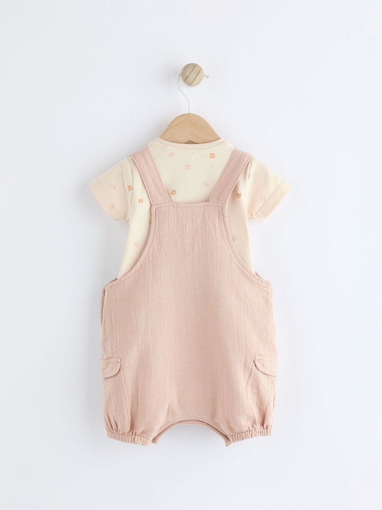 Neutral Bear Woven Dungarees And Bodysuit Set (0mths-2yrs) - Image 2 of 7