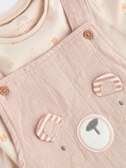 Neutral Bear Woven Dungarees And Bodysuit Set (0mths-2yrs) - Image 5 of 7