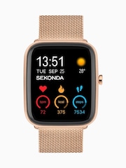 Sekonda Unisex Motion Plus Gold Tone Smart Watch With Case And Stainless Steel Mesh With LCD Dial - Image 2 of 6