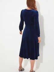 Joe Browns Blue Loretta Velour Dress - Image 4 of 7