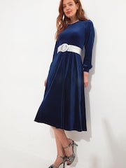 Joe Browns Blue Loretta Velour Dress - Image 5 of 7
