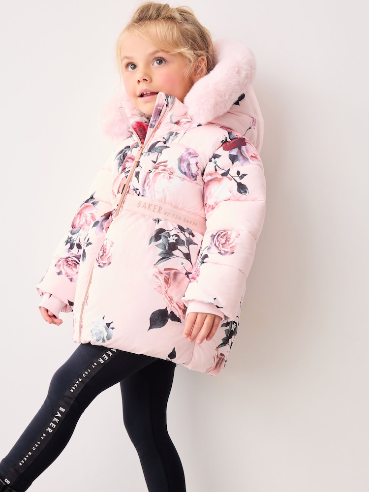Baker by Ted Baker Pink Floral Padded Coat - Image 3 of 16