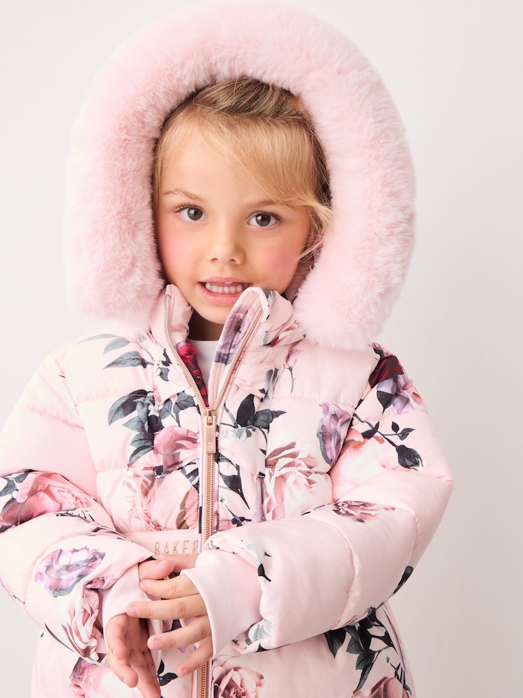 Baker by Ted Baker Pink Floral Padded Coat - Image 8 of 16