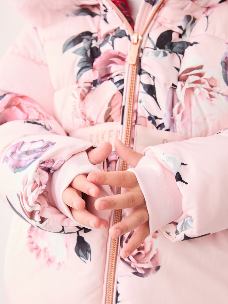 Baker by Ted Baker Pink Floral Padded Coat - Image 9 of 16