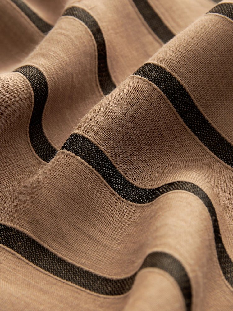 Brown Premium Ramie Blend Stripe Midi Skirt - Image 6 of 6