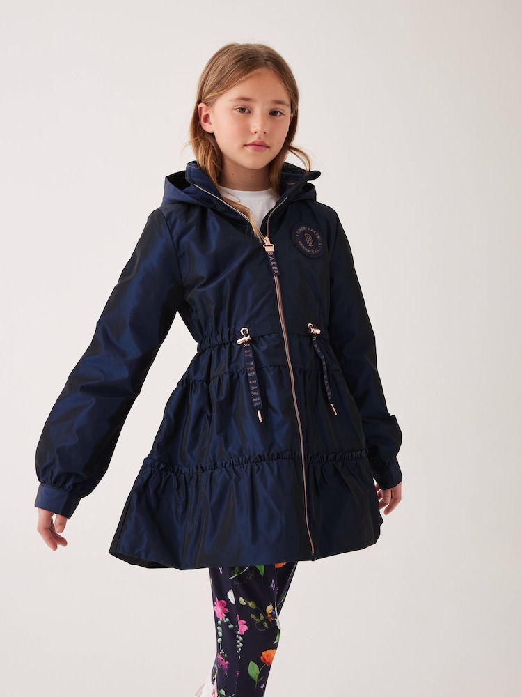 Baker by Ted Baker Navy Shower Resistant Frill Coat - Image 1 of 12