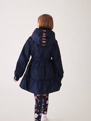 Baker by Ted Baker Navy Shower Resistant Frill Coat - Image 2 of 12
