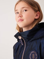 Baker by Ted Baker Navy Shower Resistant Frill Coat - Image 3 of 12