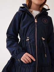 Baker by Ted Baker Navy Shower Resistant Frill Coat - Image 4 of 12