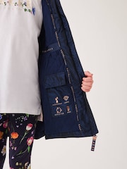 Baker by Ted Baker Navy Shower Resistant Frill Coat - Image 5 of 12