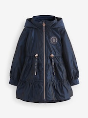 Baker by Ted Baker Navy Shower Resistant Frill Coat - Image 6 of 12