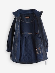 Baker by Ted Baker Navy Shower Resistant Frill Coat - Image 7 of 12