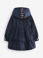 Baker by Ted Baker Navy Shower Resistant Frill Coat - Image 8 of 12