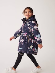 Baker by Ted Baker Navy Shower Resistant Printed Raincoat - Image 3 of 16