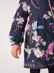 Baker by Ted Baker Navy Shower Resistant Printed Raincoat - Image 9 of 16
