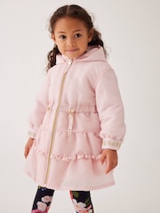 Baker by Ted Baker Pink Shower Resistant Frill Coat - Image 1 of 11