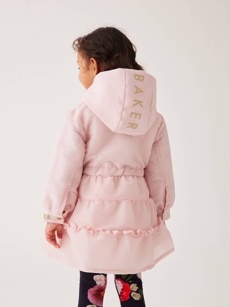 Baker by Ted Baker Pink Shower Resistant Frill Coat - Image 2 of 11