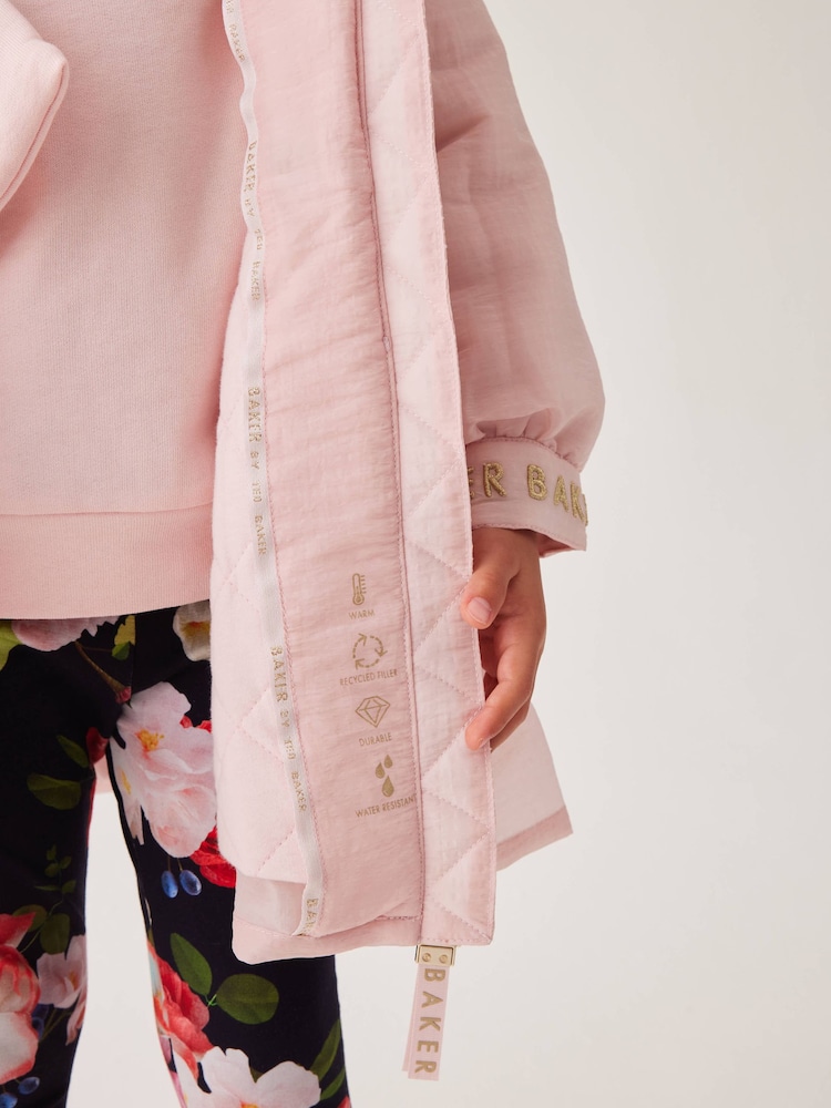 Różowy płaszcz nieprzemakalny Baker By Ted Baker z falbanką - Image 3 of 11