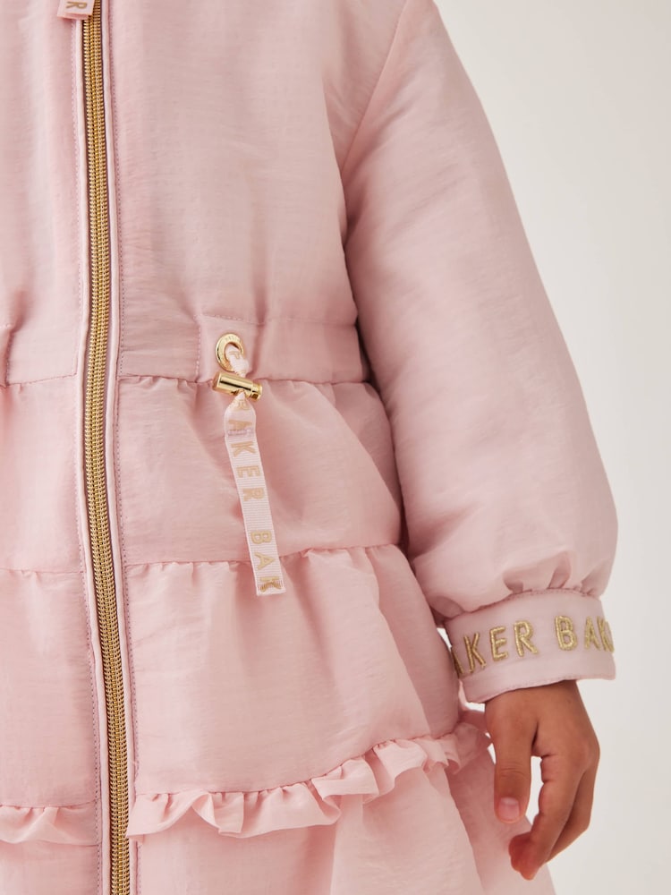 Różowy płaszcz nieprzemakalny Baker By Ted Baker z falbanką - Image 5 of 11