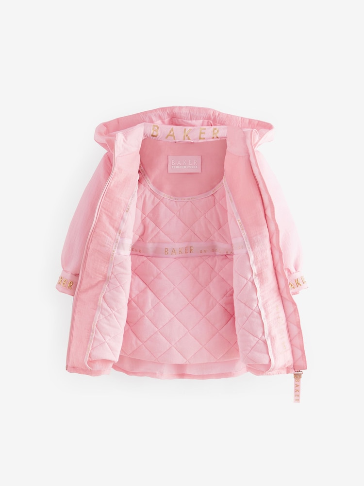 Różowy płaszcz nieprzemakalny Baker By Ted Baker z falbanką - Image 7 of 11