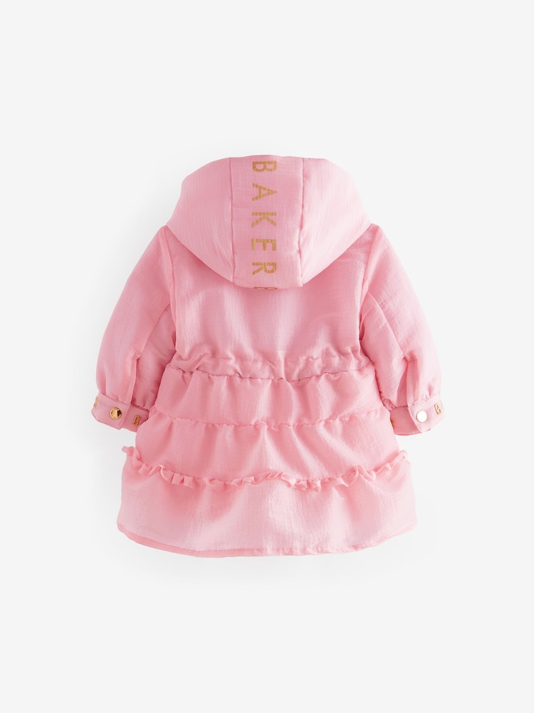 Różowy płaszcz nieprzemakalny Baker By Ted Baker z falbanką - Image 8 of 11