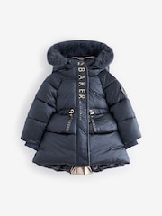 Baker by Ted Baker Navy Pearl Shower Resistant Padded Coat - Image 10 of 16