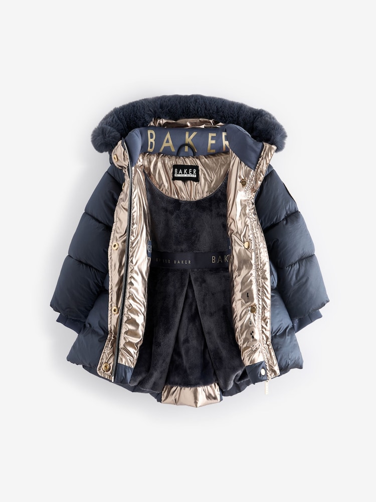 Baker by Ted Baker Navy Pearl Shower Resistant Padded Coat - Image 11 of 16