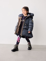 Baker by Ted Baker Navy Pearl Shower Resistant Padded Coat - Image 2 of 16