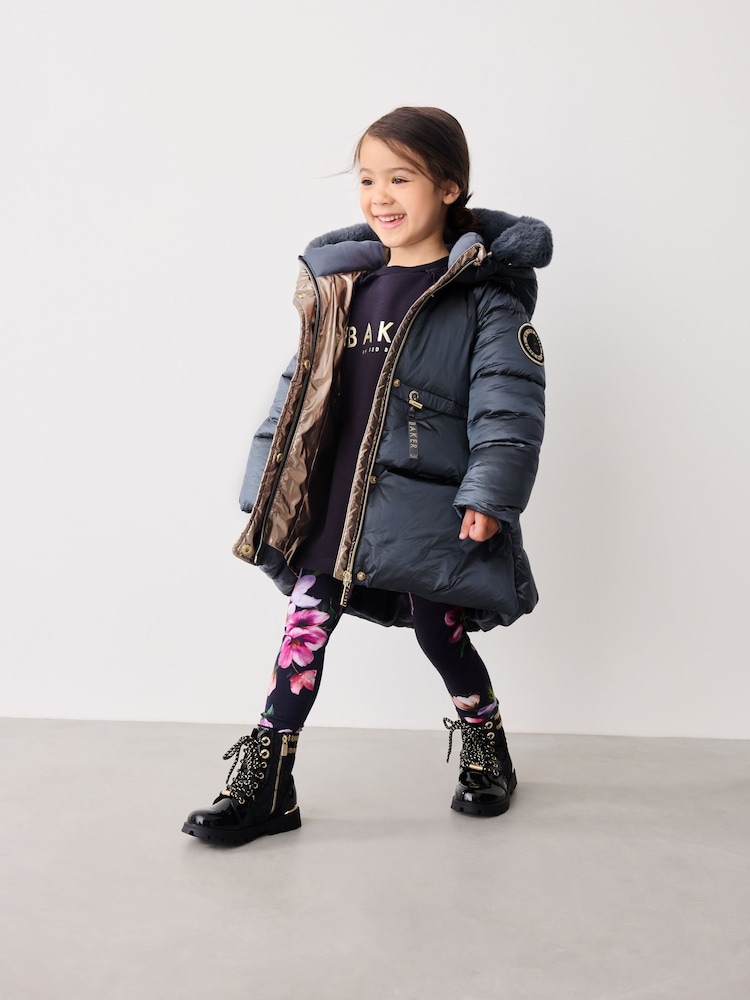 Baker by Ted Baker Navy Pearl Shower Resistant Padded Coat - Image 2 of 16