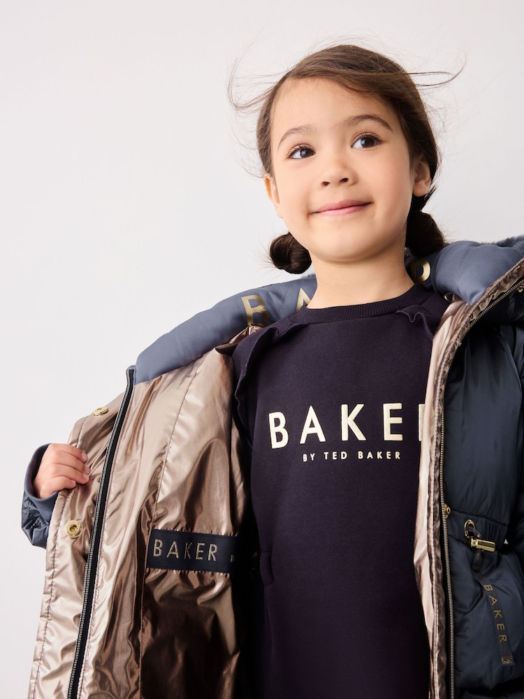 Baker by Ted Baker Navy Pearl Shower Resistant Padded Coat - Image 4 of 16