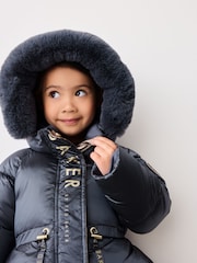 Baker by Ted Baker Navy Pearl Shower Resistant Padded Coat - Image 5 of 16