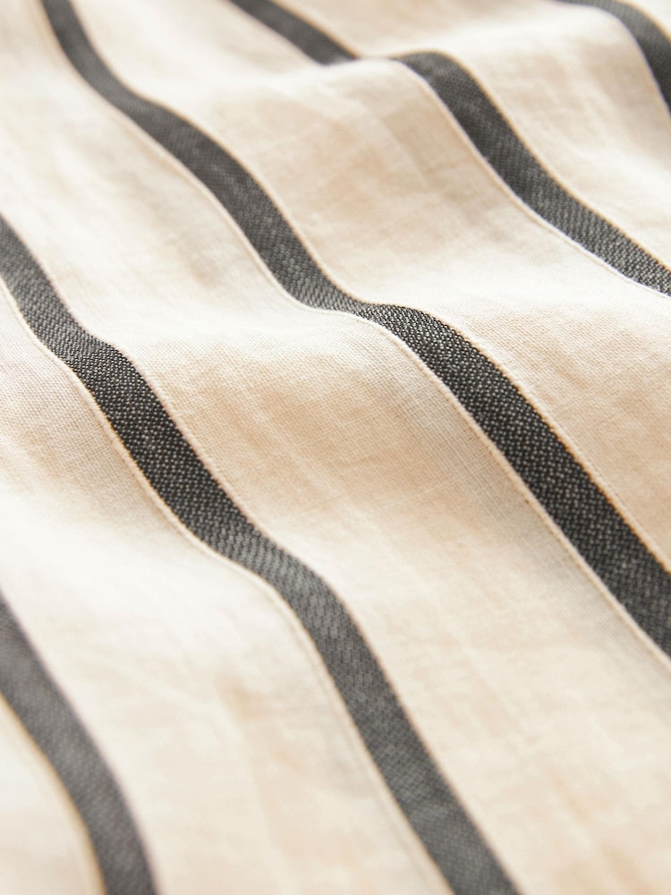 Ecru Ramie Blend Wide Leg Stripe Trousers - Image 7 of 7