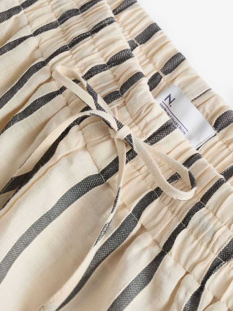 Ecru Premium Ramie Blend Stripe Boy Shorts - Image 6 of 8