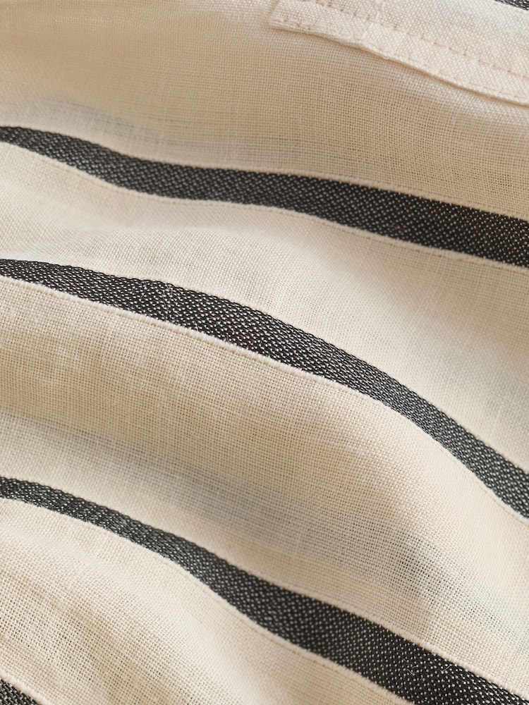 Ecru Premium Ramie Blend Stripe Boy Shorts - Image 8 of 8 Ecru Premium Ramie Blend Stripe Boy Shorts - Image 8 of 8