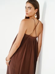 Braun - Maxi Sommerkleid mit Perlen - Bild 4 von 4