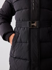 Baker by Ted Baker Shower Resistant Utility Belted Longline Black Parka - Image 12 of 19